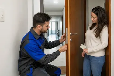 Chaveiro utilizando ferramentas para abrir uma porta em Caruaru.